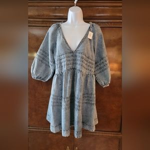 Free People Denim Babydoll Dress Size Small